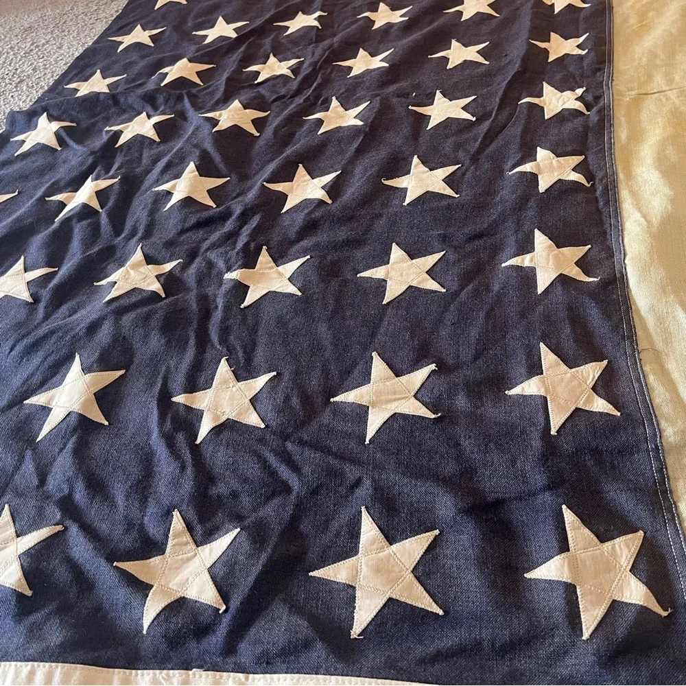 VTG XL 48 Stars American Flag Hand Stitched Stars Cotton 113.5x53.5” - Picture 3 of 16